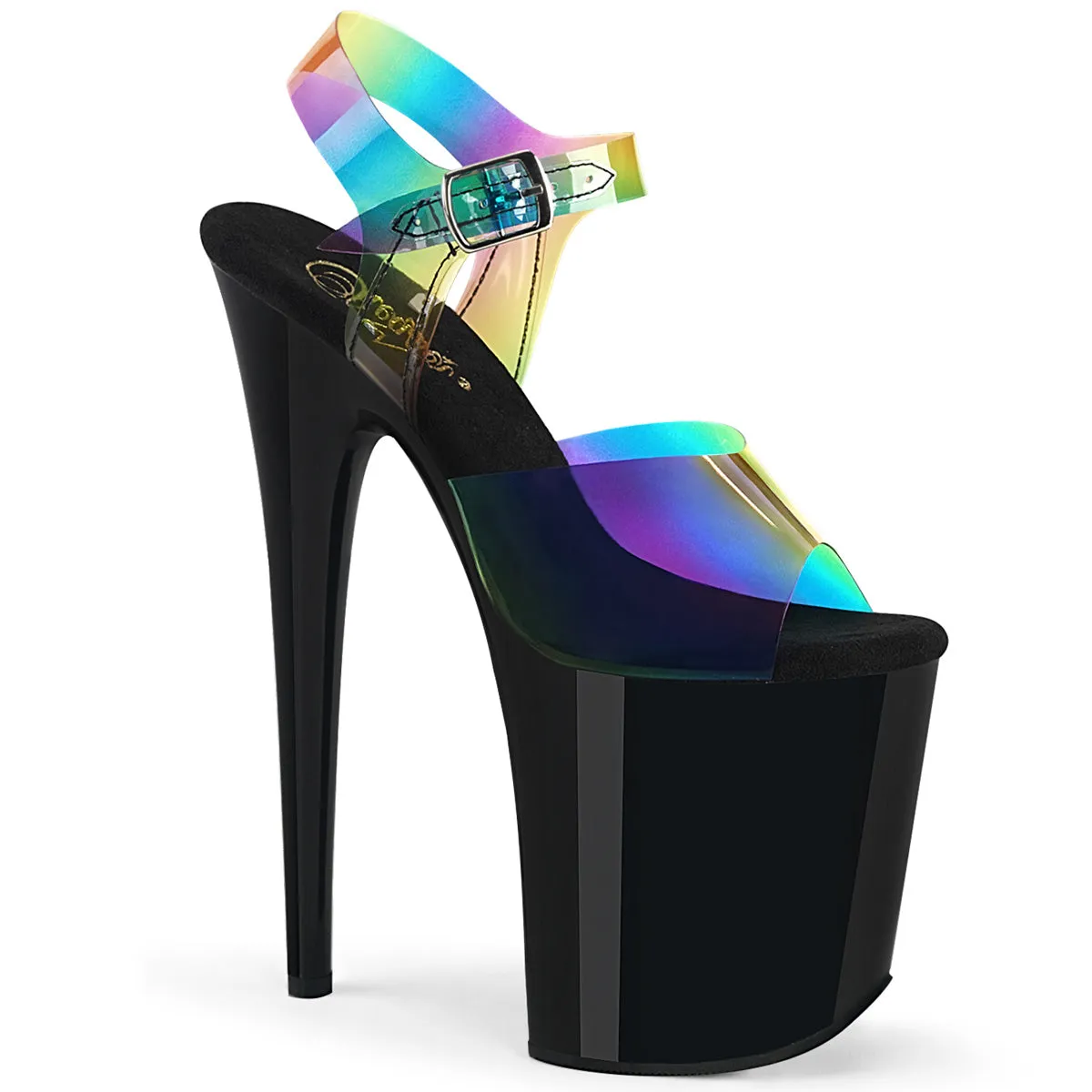 FLAMINGO-808RB Pleaser Rainbow PVC/Black Sexy Platform Shoes (Pole Dancing Heels)