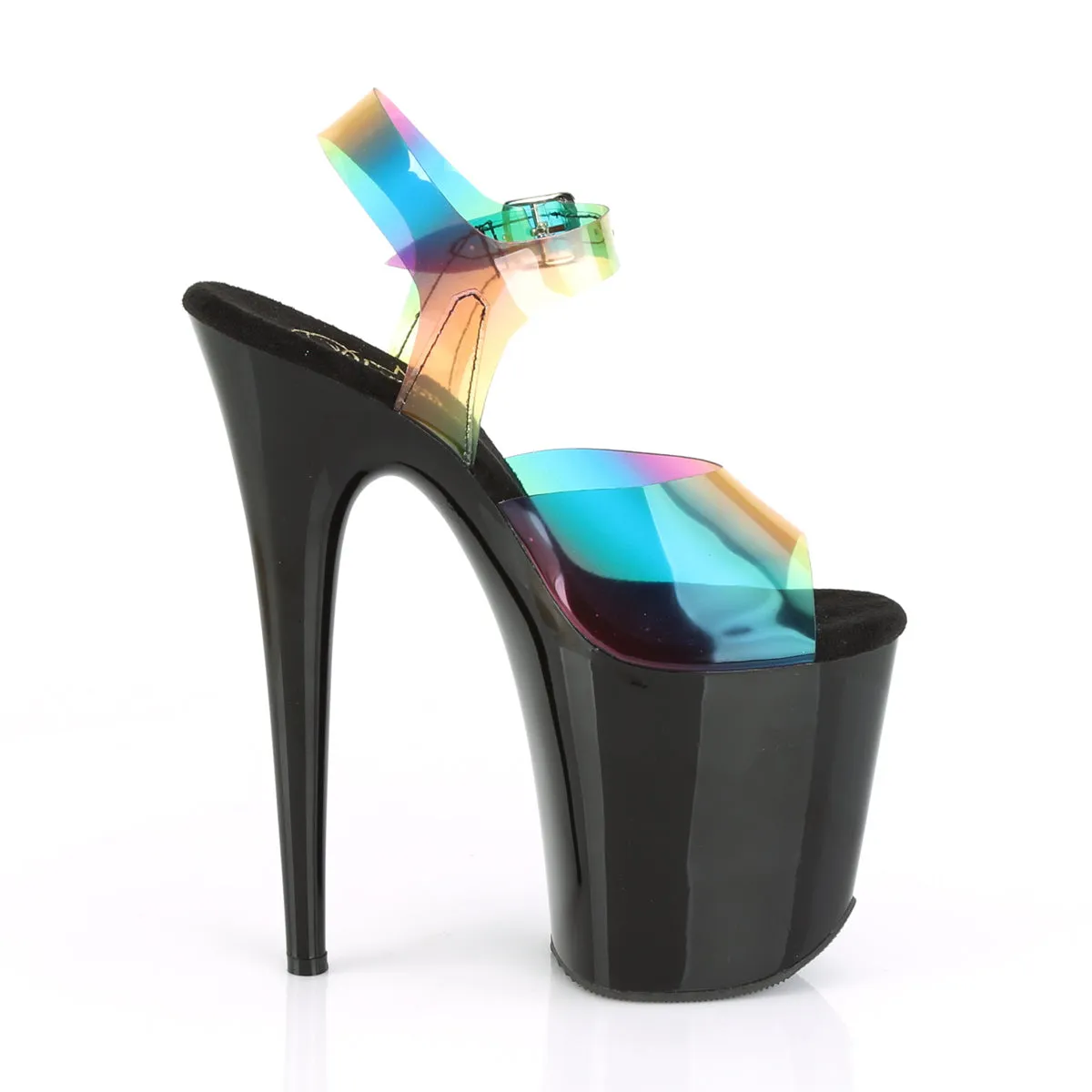 FLAMINGO-808RB Pleaser Rainbow PVC/Black Sexy Platform Shoes (Pole Dancing Heels)
