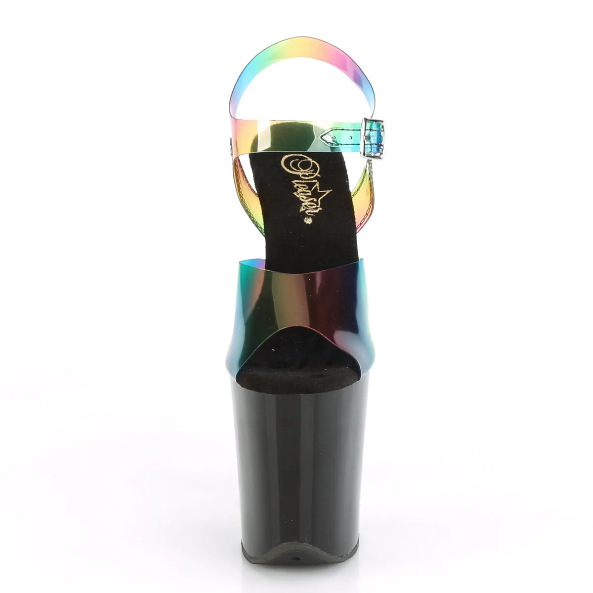FLAMINGO-808RB Pleaser Rainbow PVC/Black Sexy Platform Shoes (Pole Dancing Heels)