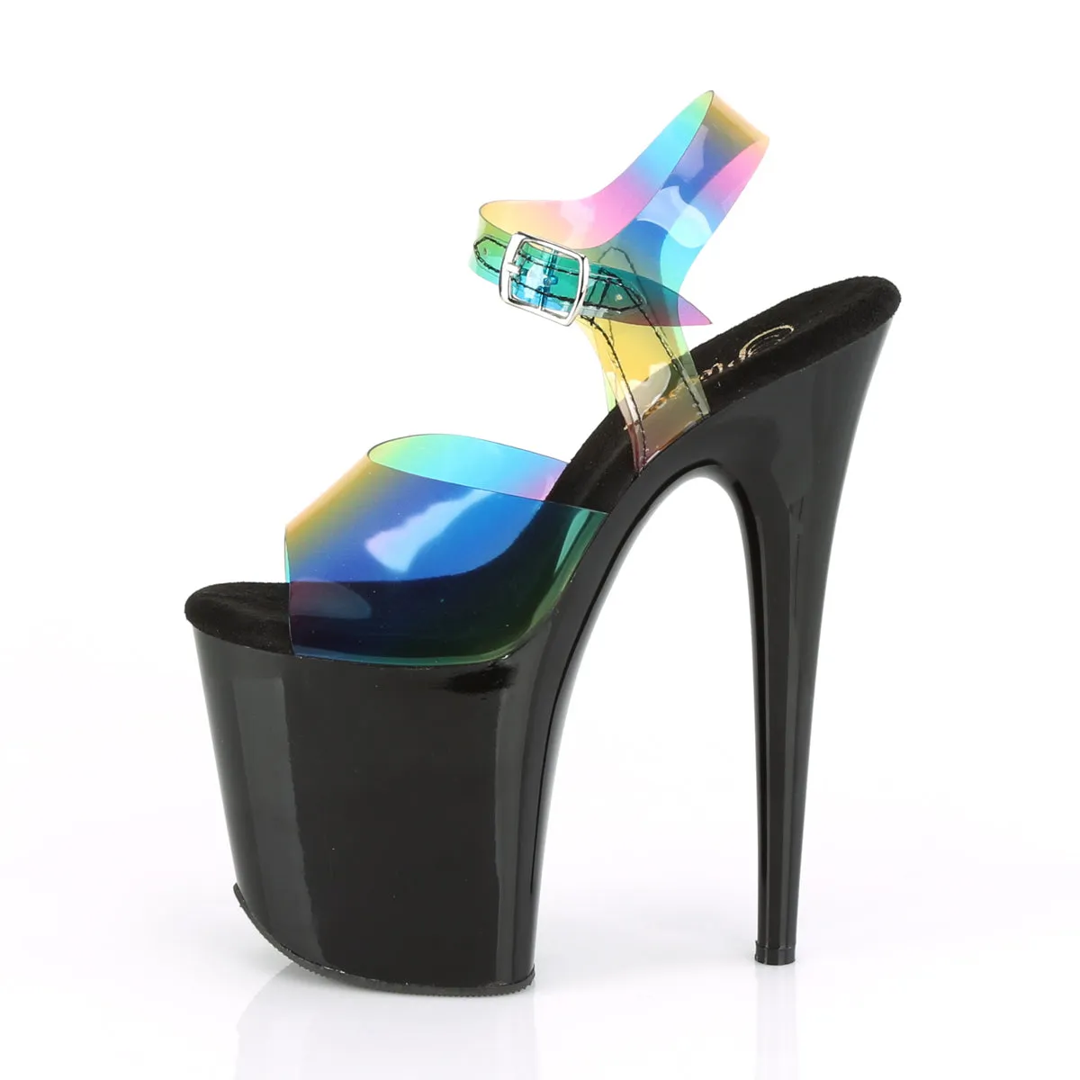 FLAMINGO-808RB Pleaser Rainbow PVC/Black Sexy Platform Shoes (Pole Dancing Heels)