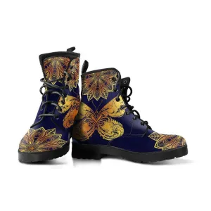 Glowing Butterfly  Memory Foam Boots | All Season Lace Up Boots | Vegan Leather Combat Boot by Manifestie