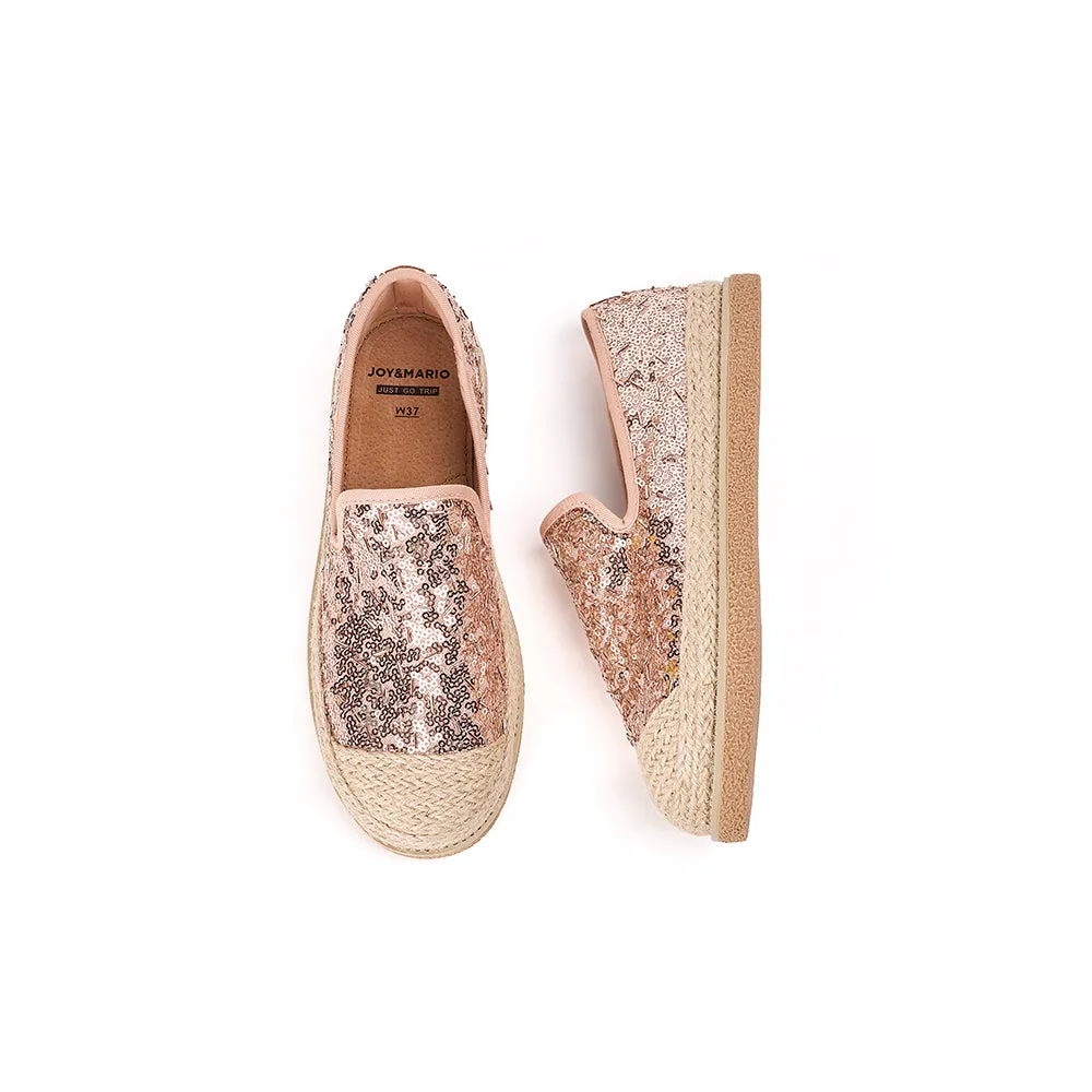 Handmade Women’s Slip-On Espadrille Sequins Mesh Loafers-69280W
