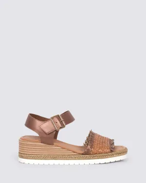 INDIGA WEDGE SANDALS BRONZE/TAN