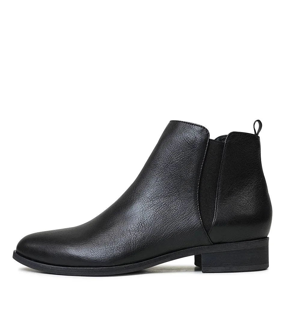 Inflict Black Leather Ankle Boots