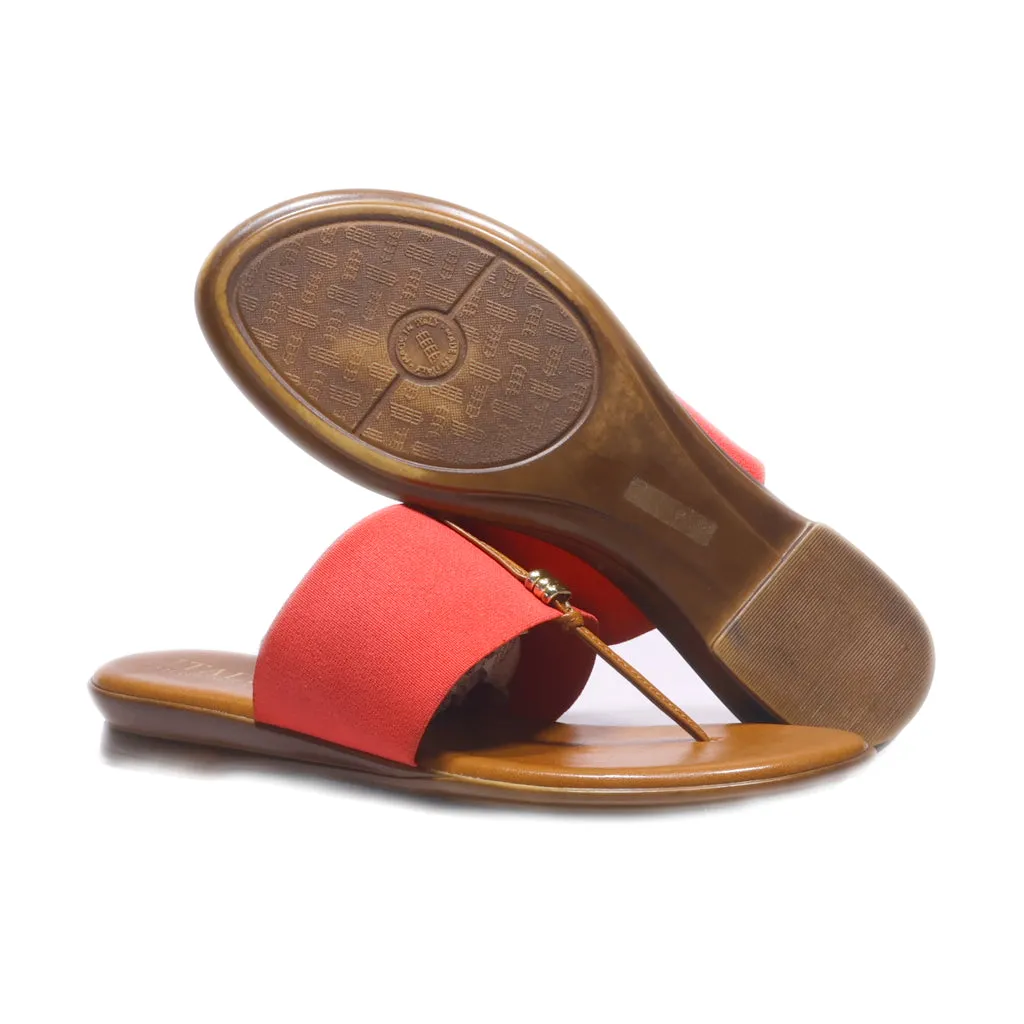 Italian Shoemakers Flat Sandals Fabric Red Colour For Women