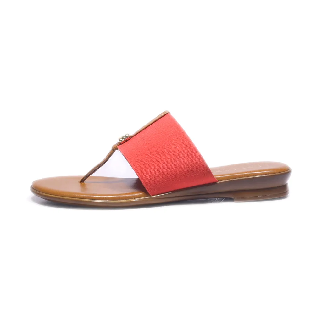 Italian Shoemakers Flat Sandals Fabric Red Colour For Women