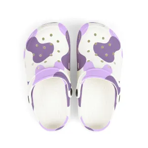 Kids' Purple Cow Print Clogs - Comfortable & Fun Summer Footwear