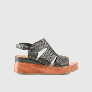 Leather Comfort Wedges Black 8386