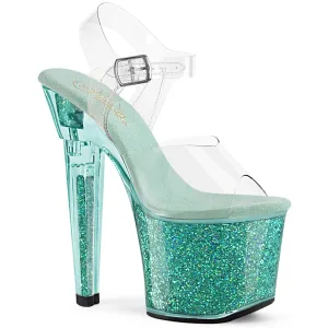 LOVESICK-708SG Pleaser Clear/Aqua Sexy Platform Shoes (Pole Dancing Heels)