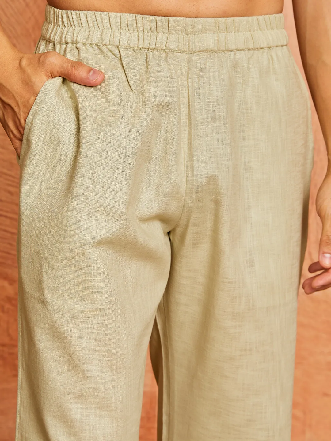 Men's Mint Green Cotton Slub Kurta and Pyjama Set