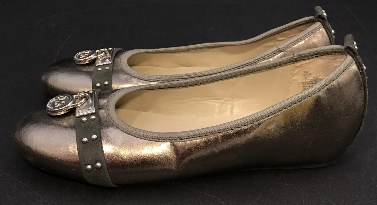 Michael Kors Women's Bronze Round Toe Slip-On Ballet Flats - Size 3