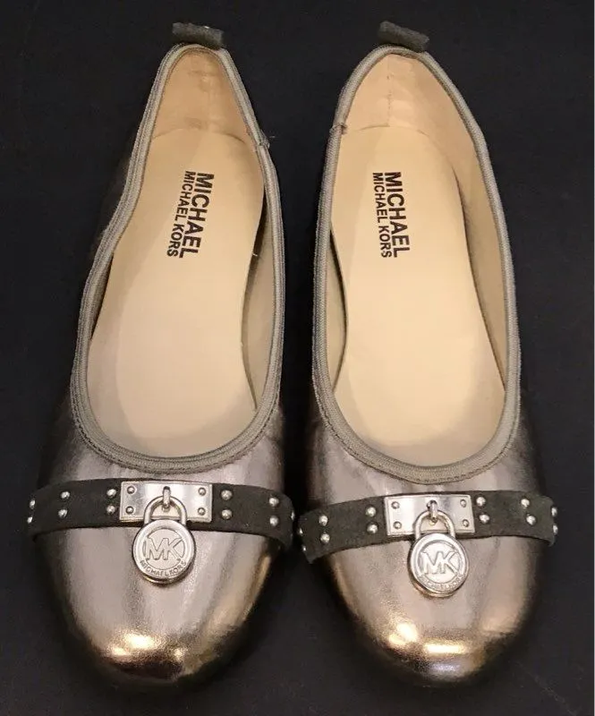 Michael Kors Women's Bronze Round Toe Slip-On Ballet Flats - Size 3