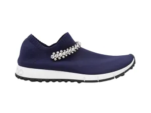 Navy Jimmy Choo Verona Crystal-Embellished Slip-On Sneakers Size 41