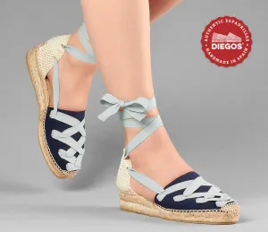 Navy Lola low wedge Pamplona espadrilles