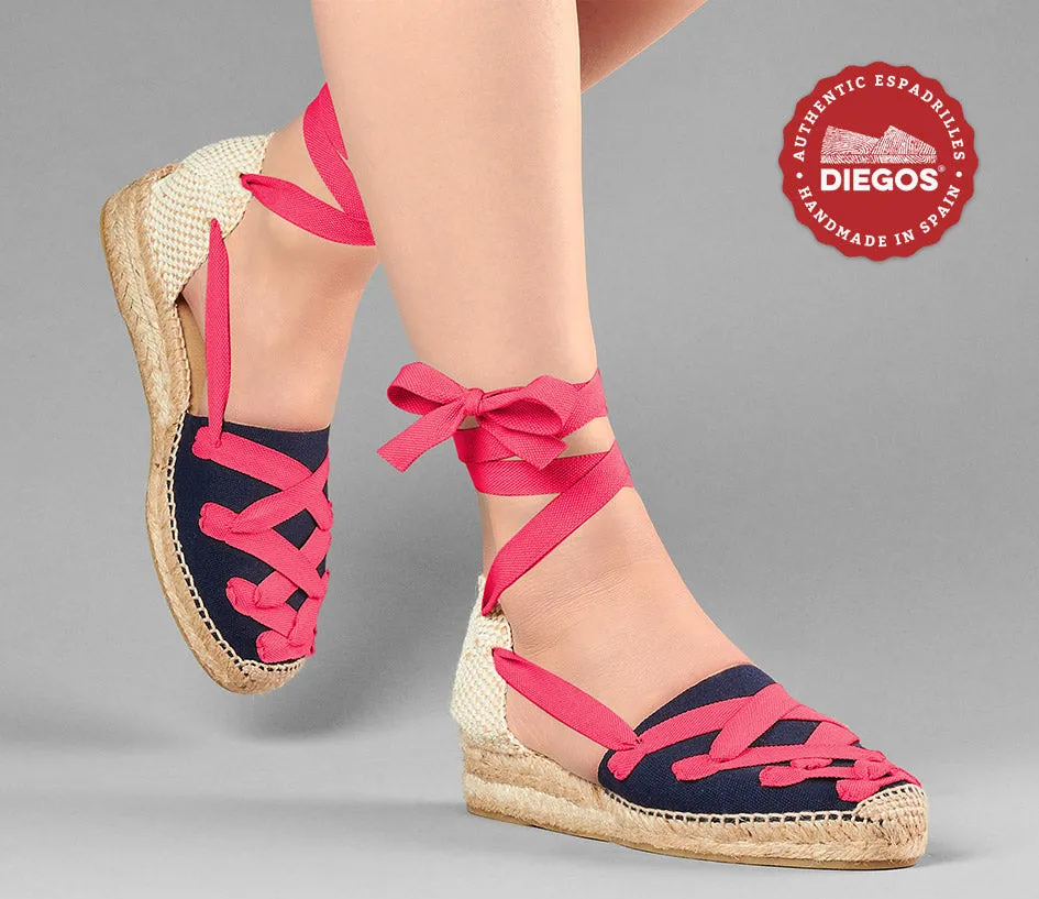 Navy Lola low wedge Pamplona espadrilles