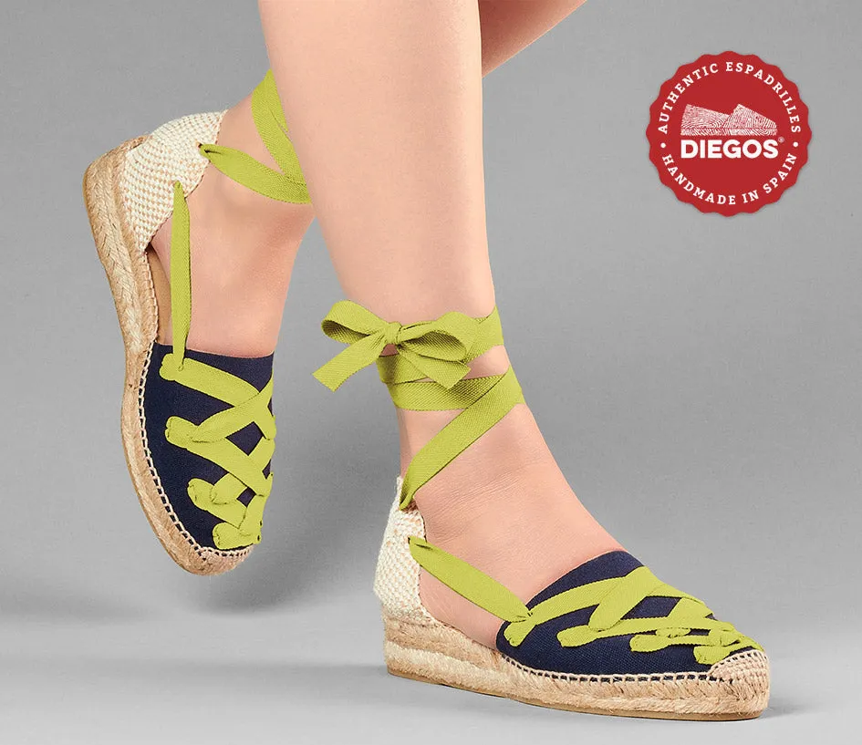 Navy Lola low wedge Pamplona espadrilles