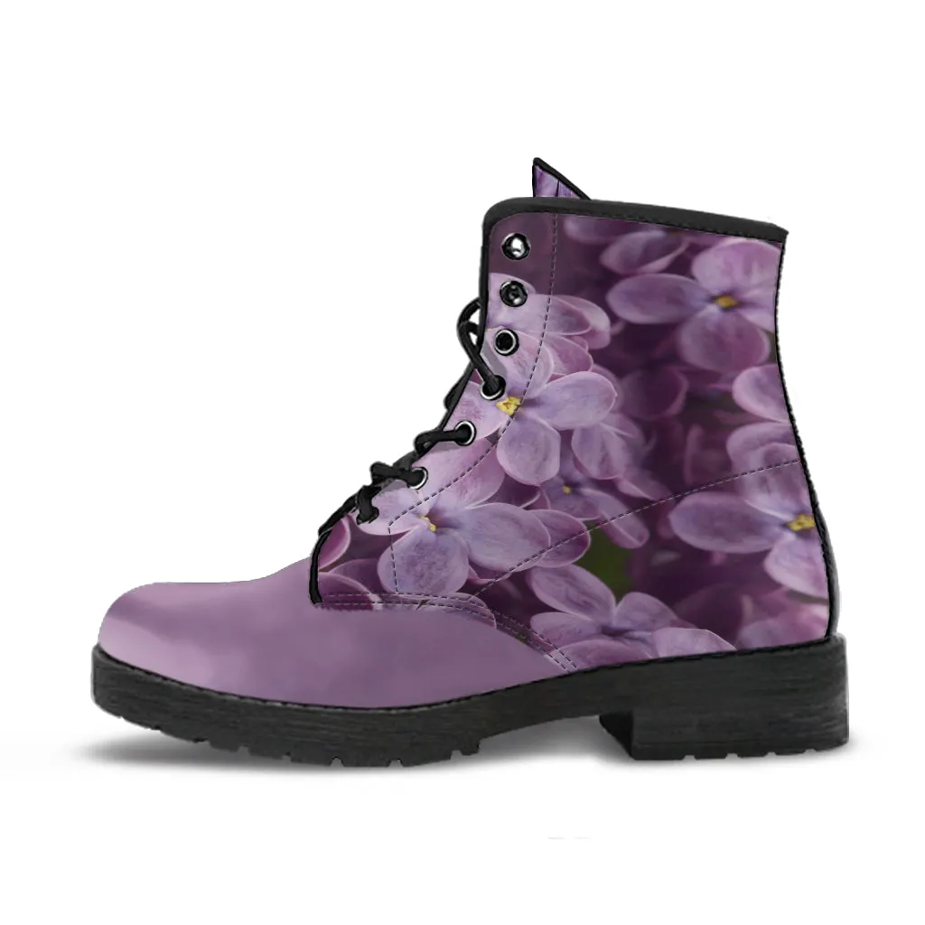 Petals in Lavender Women's Vegan Leather Combot Boots