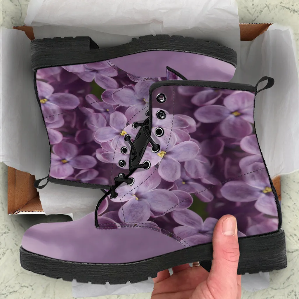 Petals in Lavender Women's Vegan Leather Combot Boots