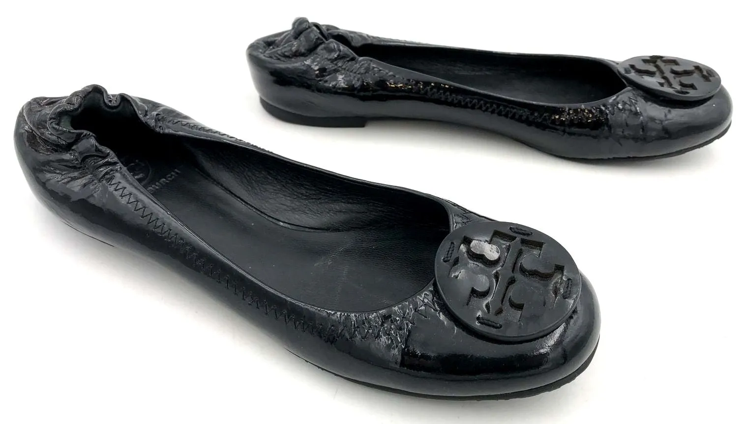 Tory Burch 'Minnie' Women's Black Patent Leather Ballet Flats - Size 8 ( COA)