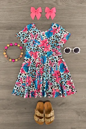 Tropical Floral Cheetah Dress