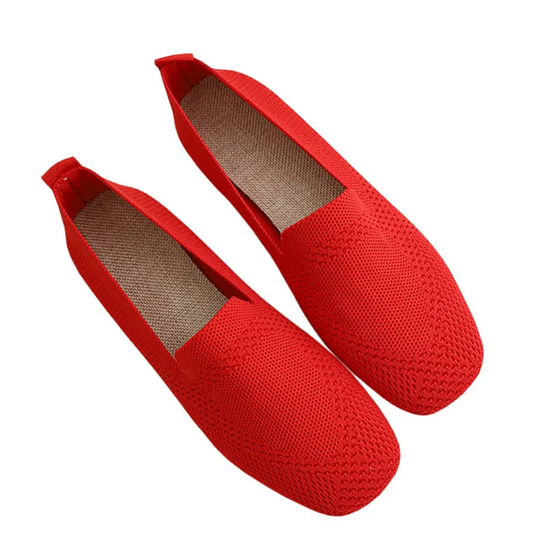 Vanccy Mesh Ballet Flats Women Square Toe Daily Loafers