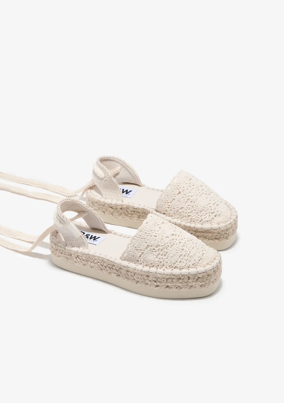White Crochet Espadrilles B&W