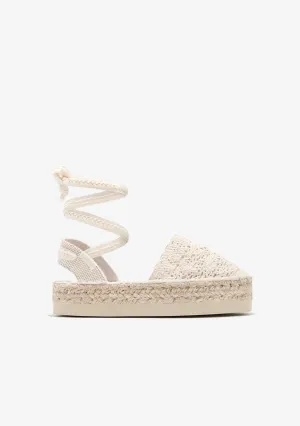 White Crochet Espadrilles B&W