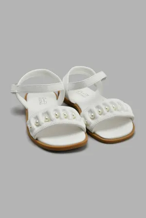 White Sandal Pearls Sandal