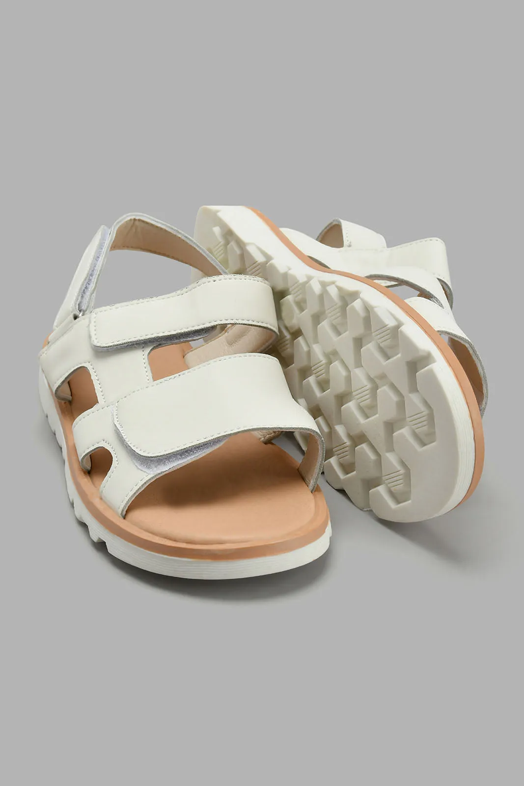 White Velcro Comfort Sandal