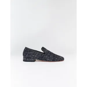 Women Tweed Slip-Ons - Navy / Ecru
