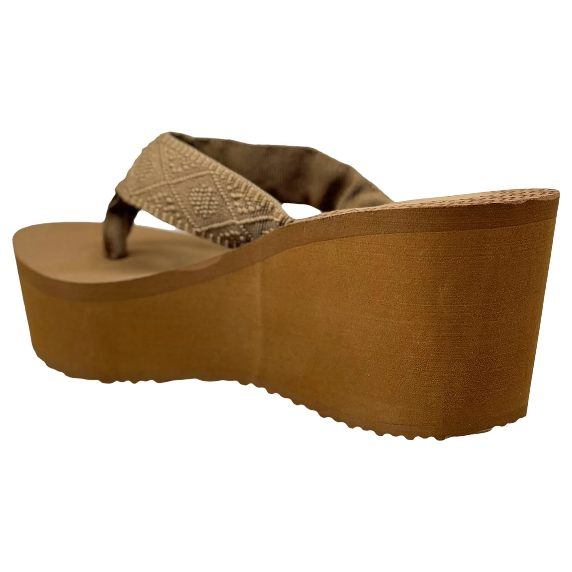 Women's Wedge Platform Sandals EVA Soft Light-Weight Sole Flip Flop Thong Tan